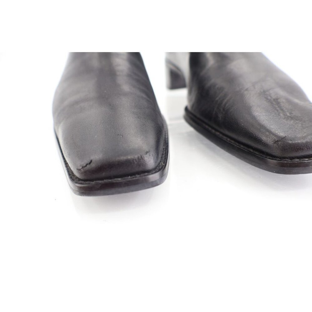 Stuart Weitzman Women Boot SZ 9.5 N Black Leather Square Toe Block Heel 90s Y2K - Picture 4 of 14
